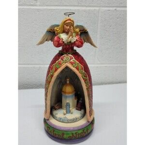 Jim Shore Silent Night rotating Music Box Angel w/ Nativity
